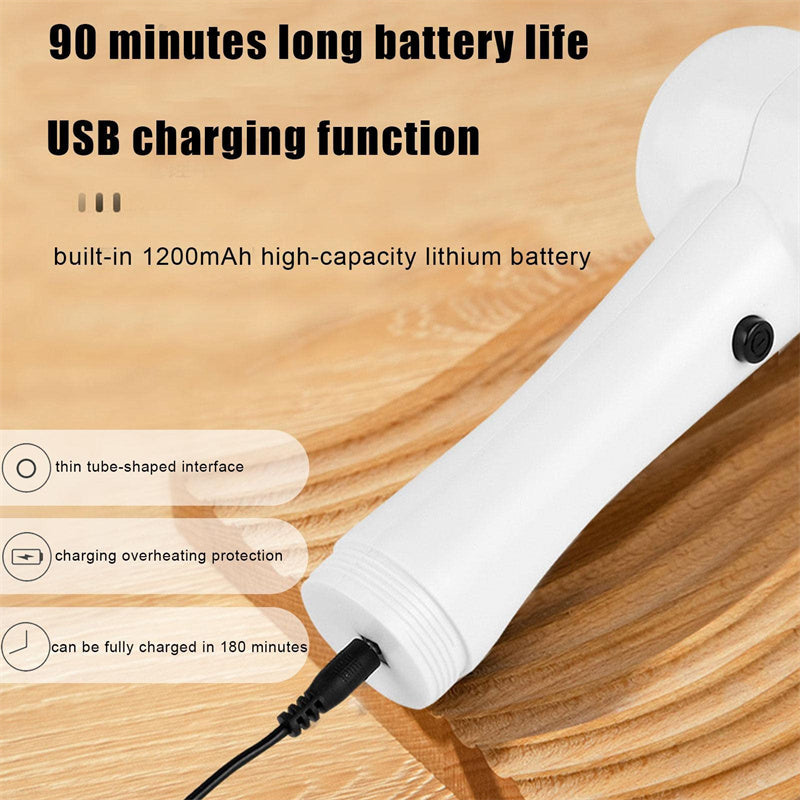 USB-C rechargeable cordless scrubber with 90-minute battery life